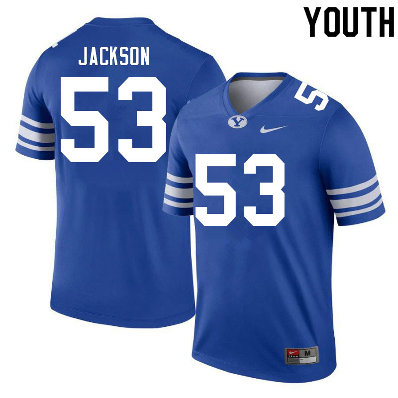 Youth #53 Fisher Jackson BYU Cougars College Football Jerseys Sale-Royal - Click Image to Close
